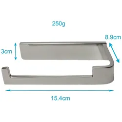 Intirilife Toilettenpapierhalter ohne Ablage in SILBER - 15 x 8.9 x 3 cm - Edelstahl ohne Ablage zum Bohren WC Papier Rollenhalter