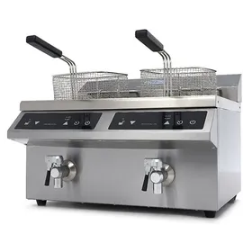 MAXIMA Gastro Fritteuse - 2 x 8 l - 2 Körbe - mit Ablasshahn - Induktion