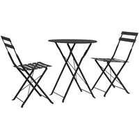 vidaXL 3-tlg. Bistro-Set Stahl Schwarz