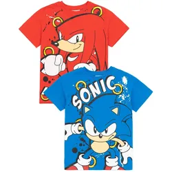 Sonic The Hedgehog Kinder-Charakter-T-Shirt (Packung mit 2) 10-11 blau/rot