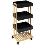 Five 5five - beistelltisch mit 4 Ebenen auf Rollen naturéo akazie schwarz