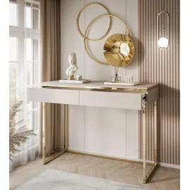 lookway Schminktisch AURORA GOLD KASCHMIR auf einem goldenen Gestell ohne Spiegel