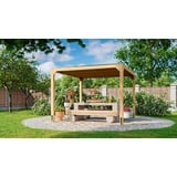 Karibu Holzpavillon »Cubus«, naturbelassen, BxTxH: 320x320x235 cm, beige