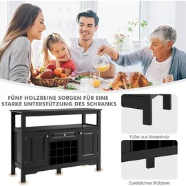 Costway Sideboard 116 x 82 x 40 cm Schwarz