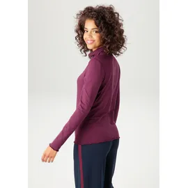 Aniston CASUAL ANISTON CASUAL, Damen, Gr. 44, rot (bordeaux), Single Jersey, Obermaterial: 48% Baumwolle, 47% Modal, 5% Elasthan, unifarben, sehr figurbetont hüftlang, gewellter Abschluss, Shirts, mit gewellten Abschlüssen