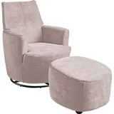 Set One by Musterring Relaxsessel »SO 1450«, (Set), mit Dreh- und Wippfunktion, inklusive Hocker rosa