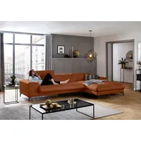 Ecksofa W.SCHILLIG "piedroo, Designsofa mit tollem Sitzkomfort, bequem, L-Form", braun (cognac z69), B:343cm H:70cm T:193cm, Longlife Xtra-Leder Z69: Das feinnarbige, gedeckte Softleder Z69 besticht durch seine außergewöhnliche Weichheit im trendigen u00bbVintage-Looku00ab, Hautstärke 0, 9 - 1, 1 mm, Sofas, Kopfteilverstellung, wahlweise mit Sitztiefenverstellung, Breite 343cm
