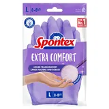 Spontex Extra Comfort, Premium-Haushaltshandschuhe mit weichem Textilfutter, ideal für alle Putzarbeiten im Haushalt, 30°C waschbar, Größe L (8-8,5), 1 Paar, Lila