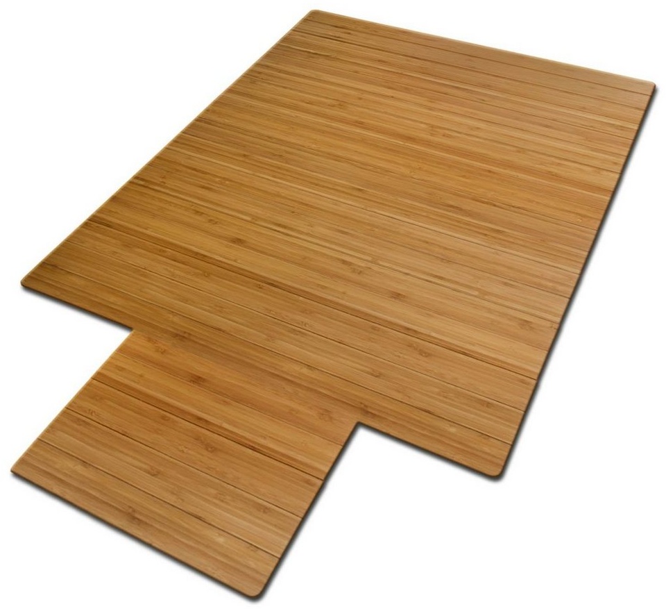 Floordirekt Bodenschutzmatte Bambus für Hartböden, Hellbraun beige|braun Rechteckig mit Lippe - 90 cm x 120 cm x 0.5 mm