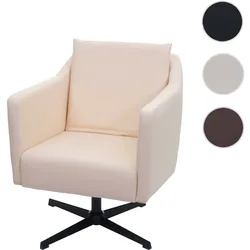 Lounge-Sessel HWC-H93b, Sessel Cocktailsessel Relaxsessel mit Fu√ükreuz, drehbar ~ Kunstleder creme-beige