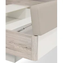 Forte Schlafzimmer-Set »Rondino, Bett + 2 Nachttische+ LED, gepolstertes Kunstleder Kopfteil« Liegefläche 180x200cm, Gesamtmaße ca. 285 x 91.7 x 209cm, Hochglanz mit Sandeiche, wahlweise mit Bettbank