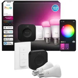 Philips Hue White & Color Ambiance E27 1100 lm 2 St. + Bridge Pro + Dimmer