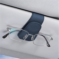 CGEAMDY Brillenhalter für Auto Sonnenblende, Auto Visier Brille Halterung, Magnetischer Leder Brillenhalter Clip, Ticket Karten Clip Brillen Halterung Geschenke (Blau)