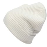 Zwillingsherz Strickmütze Zwillingsherz Ribbed Beanie 100% Kaschmir mit breitem geripptem Umschlag weiß