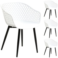 IDIMEX Esszimmerstuhl MADEIRA (4 St), Esszimmerstuhl Retro Design Stühle 4er Set Küchenstuhl mit Sitz Kunsts schwarz|weiß