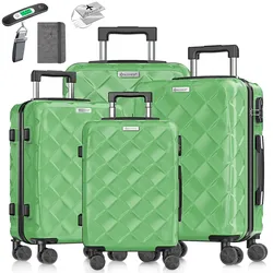 KESSER® Reisekoffer Set 4-teilig   Kofferset ABS Hartschalenkoffer mit Zahlenschloss, Kofferwaage & Reisebrieftasche 360° Rollen   Handgepäck & große Koffer für Business & Reise Trolley