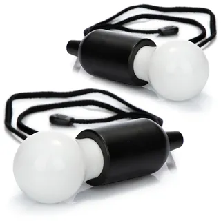 COM-FOUR 2x LED Hängelampe mit Zugschalter, kabellose Hängeleuchte, batteriebetriebene Glühbirne mit Schnurschalter, für Camping, Festivals, Schränke, Keller und Outdoor (02 Stück - Schnur - black)