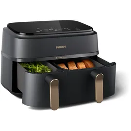 Philips 3000 Series Dual Basket Airfryer Dual Basket Airfryer NA352/04 inkl.  Rost mit zwei Ebenen und Spießen