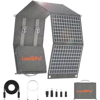 Faltbares Solarpanel, LUMOPAL 60 W tragbares Solarmodul, faltbares Solarladegerät mit PD60W USB-C 5V USB-A QC3.0 DC18-20V, IP65 wasserdicht für Camping-Rucksack, kompatibel mit Telefon, Laptop,