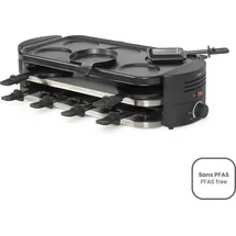 LIVOO Raclette-, Pizza-,Crêpe-Gerät für 8 Personen, Racletteofen, Schwarz