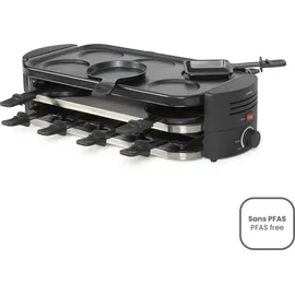 LIVOO Raclette-, Pizza-,Crêpe-Gerät für 8 Personen, Racletteofen, Schwarz