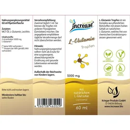 Increase Liposomale L-Glutamin Tropfen hochdosiert - (150.000mg pro Packung) 5000mg L-Glutamin pro Tagesdosis - MCT Öl - Hohe Bioverfügbarkeit