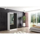 altdecor Kleiderschrank, Weiß, Schwarz, Holzwerkstoff, 102x200x51 cm Schlafzimmer, Kleiderschränke