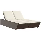 vidaXL Doppel-Sonnenliege mit Auflagen Braun Poly Rattan 118 x 200 x 50,5/62,5/73,5/83 cm