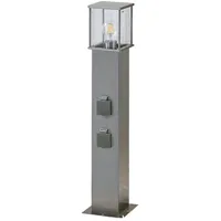 LINDBY Wegeleuchte Edelstahl 70 cm 2 Steckdosen spritzwassergeschützt grau