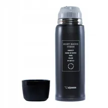 ZOJIRUSHI SJ-JS08-BA Thermosflasche 820 ml mit Becher – Vakuum-Isolierflasche, One-Touch-System, Antibakterieller Becher, BPA-frei – Matte Black