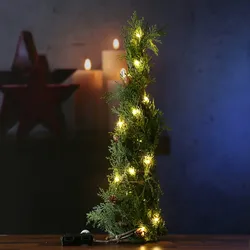 LED Minibaum Tischbaum kleine braune Zapfen 20LED  55cm Timer Batterie