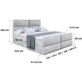 altdecor BOXBETT BOXI3-Z - 160x200 cm - H4 - Hellgrau