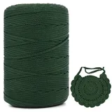 Polyester Garn 3mm X 225m,Makramee Garn 3mm,Makramee Band,Polypropylene Yarn,Geflochten Makramee Schnur Farbig,garn Zum Häkeln Für Stricken,Dekoration DIY Handwerk (Dunkelgrün, 1 Pcs)