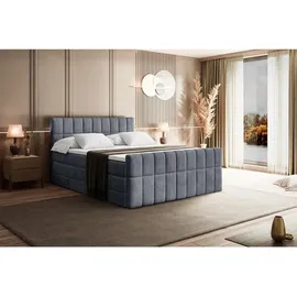 altdecor Boxspringbett mit Matratze, Topper, Polsterbett mit, Bettkasten MIAMI-Z KING - 160x200 - Grau Holzwerkstoff, Höhe ca. 20 cm cm, Schlafzimmer, Betten, Boxspringbetten