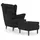 vidaXL Ohrensessel mit Hocker Samt 64 x 96 x 90 cm Schwarz