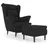 vidaXL Ohrensessel mit Hocker Samt 64 x 96 x 90 cm Schwarz