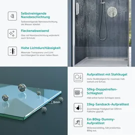 doporro Teramo24 Dusch-Drehtür rechts 70 x 195 cm ESG-Sicherheitsglas transparent