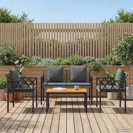vidaXL Gartenmöbel-Set 4 Stk. Grau und Dunkelgrau Poly-Rattan