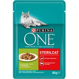 PURINA ONE Katzennassfutter, hochwertige Katzennahrung, reich an Vitaminen und Mineralstoffen, 24er Pack (24 x 85 g Beutel)