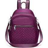 Rucksack Damen Umhängetasche 2 In 1 Nylon Wasserdichter Rucksack Klein Schulrucksack Daypack Anti-Theft Rucksack Für Lässig Schule Travel Wander... - Lila