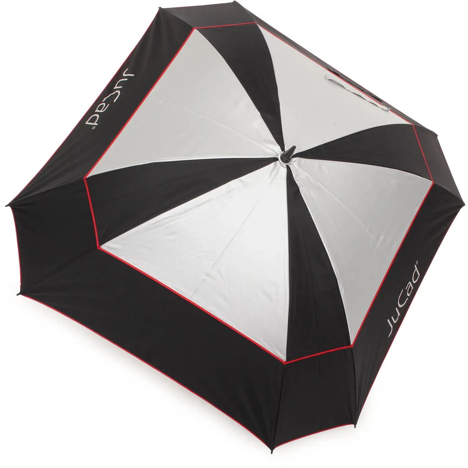 JuCad Golfschirm Windproof, schwarz/silber/rot
