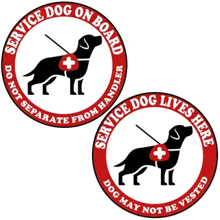 TOTOMO Service Dog Aufkleber - 15,2 x 15,2 cm (Set mit 2 Aufklebern) - Fenster - Vinyl - Rot - Wiederverwendbar - Rund - Outdoor - Matt