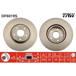 TRW DF6019S Bremsscheibe TRW SINGLE