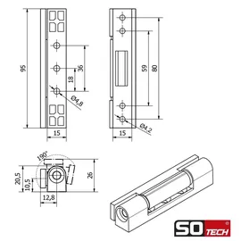 SO-Tech Fensterband 95 mm Aluminium schwarz (2 Stück)