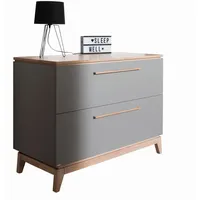Paidi Wickelkommode Sten, Grau, Holz, Eiche, massiv, 2 Schubladen,