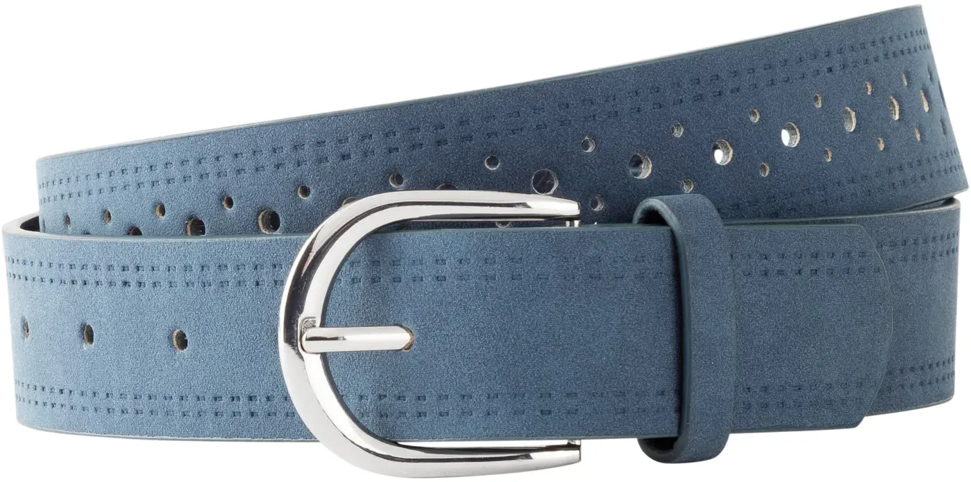 Hüftgürtel BONPRIX, Damen, Gr. 80, blau, Lederimitat, gemustert, unifarben, Gürtel Hüftgürtel, aus Polyurethan, in Lederoptik, casual Stil