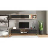 INOSIGN Wohnwand »Monaco inkl. TV- Board und Wandregal«, (Komplett-Set, 2 St.), 218 cm, Trendfarben, Front in 3D-Optik,