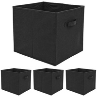 Dune Design 4er Set Aufbewahrungsbox für Kallax Regal - 33x38x33 Stoff Box mit Griff - Black