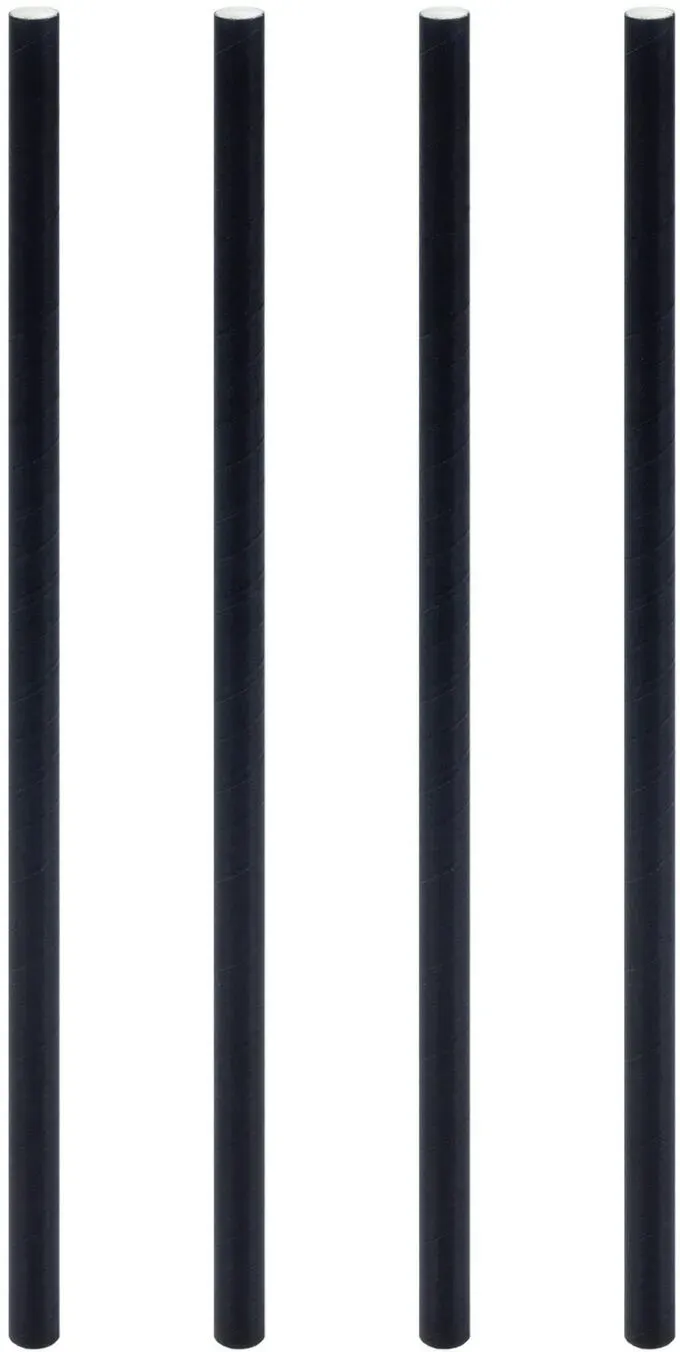 Trinkhalme aus Papier dick, schwarz O8mm 21cm, 150 Stk.