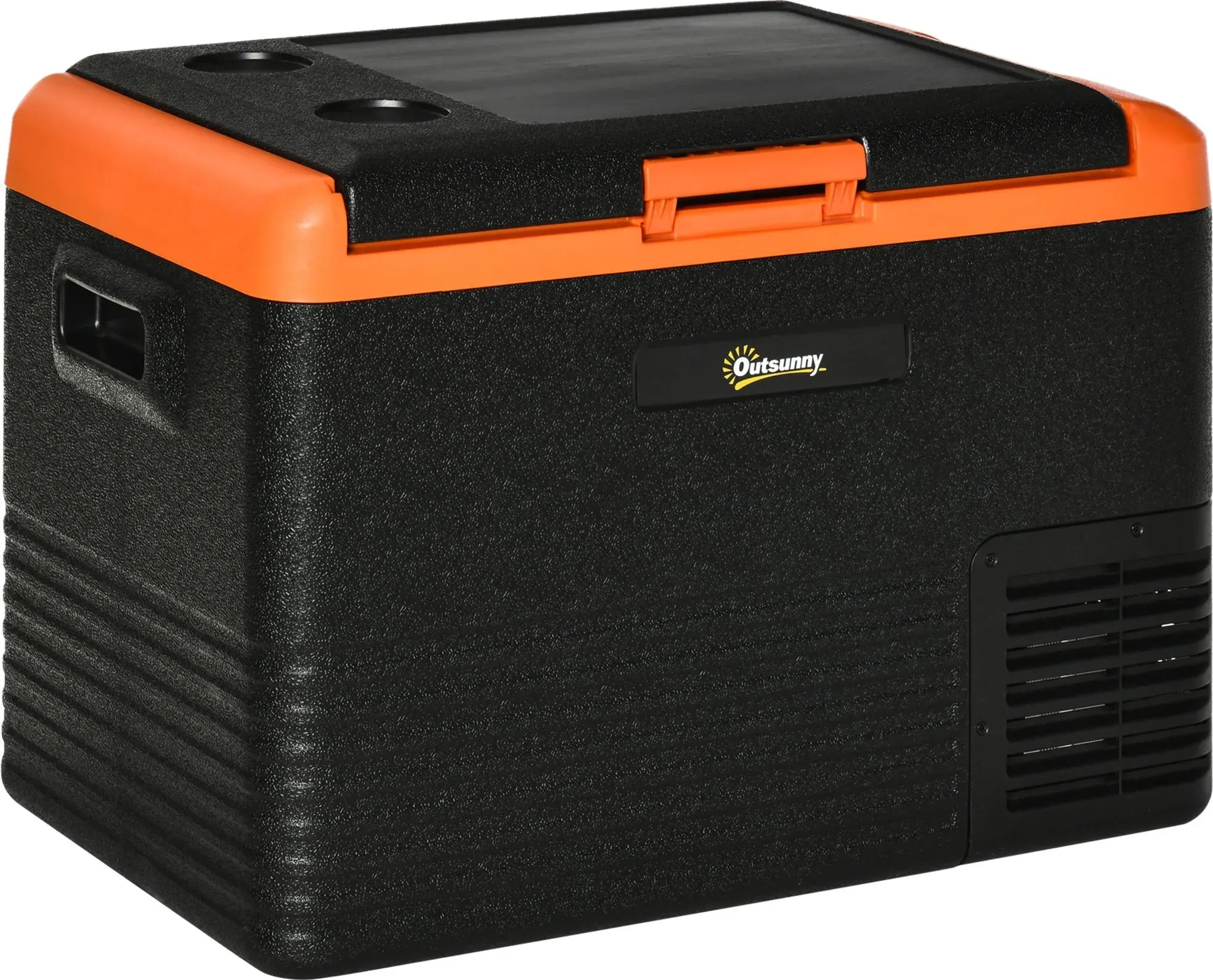 Outsunny Tragbare elektrische Kühlbox 40L, Kühlschrank Gefrierschrank mit Griffen - Maße 58,7L x 36,5B x 43,8H cm Orange und Schwarz   Aosom